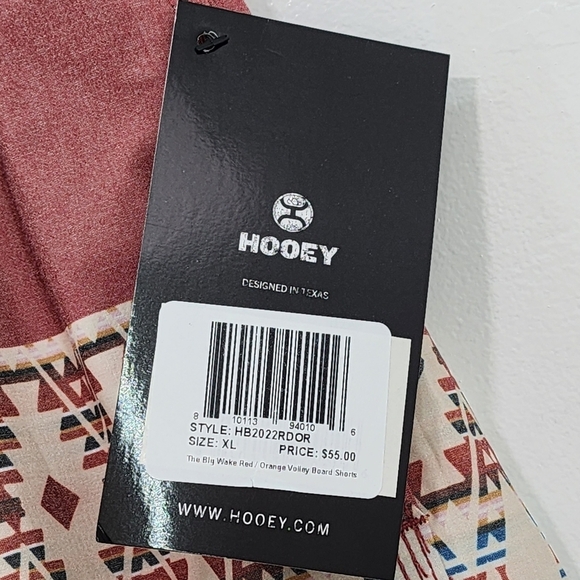 Hooey Men's Bigwake Red Orange With Aztec Pattern Volley Board Short - Picture 6 of 7